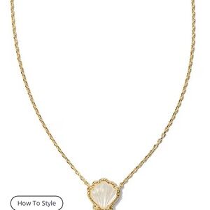 Kendra Scott Brynne Shell Elegant Gold Necklace with Shell Pendant new!